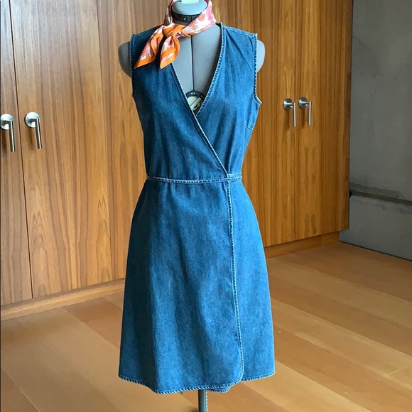 wrap around denim dress